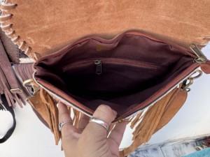 Elegante bolso de mano cruzado de piel de vaca con cabestrillo de pelo a la moda en cuero de piel de imitación monedero con flecos regalo de cuero - Product Image 6