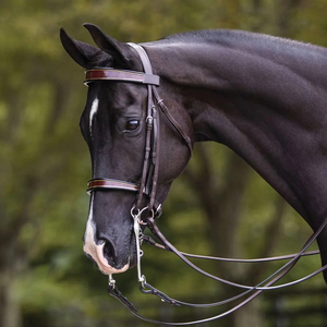 Bridon Snaffle avec têtière anatomique et muserolle de saut rembourrée en cuir souple, style anglais, fait main pour chevaux - Product Image 2
