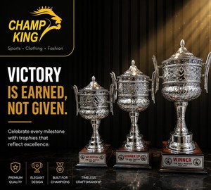 CHAMP KING Stainless Steel <b>Trophy</b> <b>Cup</b> Premium Quality Competition Award For Sports Excellence - Product Image 1