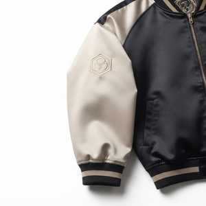 Men's Bomber Jacket Japan Style Purple Green Satin Zipper Front Logo Autumn Wear Sukajan Jackets Reversible Eco-Friendly - Product Image 4