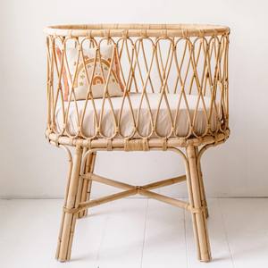 Lit bébé en rotin naturel confortable pour bébés, berceau en cannage pour nouveau-nés - Product Image 4