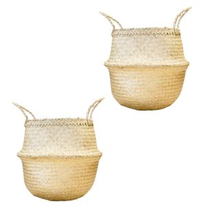 Decorative Handmade SEAGRASS BELLY <b>BASKETS</b> for Plant Pot Cover and Decor, Foldable Indoor Plant Pot Cover - Product Image 1