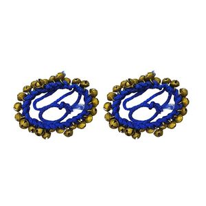 Ghungroo de latón hecho a mano para danza Kathak india con cuerda de algodón azul, par de campanas de tamaño estándar, accesorios para danza clásica - Product Image 1