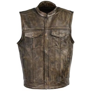 Premium Men's Leather <b>Vest</b> Wear Slim Fit Sleeveless Cowhide Leather <b>Vest</b> Fashionable Casual Outerwear Breathable High Quality - Product Image 4