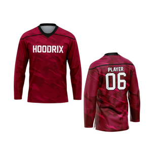 Maillots de hockey sur glace personnalisés pour équipes, impression par sublimation, tissu en maille anti-boulochage, logos cousus en twill, col à lacets - Product Image 2