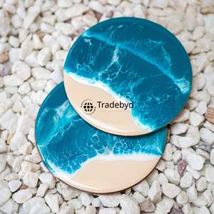 Designer Resin <b>Coaster</b> Set Premium Decorative <b>Drink</b> <b>Coasters</b> for Home Tradebyd - Product Image 1