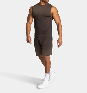 Conjunto de 2 Piezas de Camiseta sin Mangas y Pantalones Cortos Cargo para Hombre, Diseño Personalizado OEM en Contraste, 100% Algodón Transpirable de Alta Calidad, Atuendo de Verano - Product Image 1