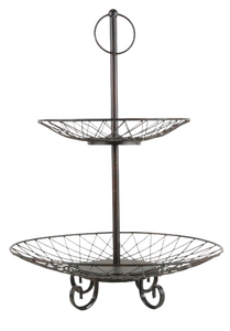 Soporte de Pastel de Dos Niveles de Metal con Diseño de Malla Metálica y Base Redonda - Product Image 1
