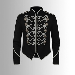 Chaqueta de Hombre Estilo Hussar de Lana Negra con Trenzado Plateado, Estilo Militar - Product Image 1