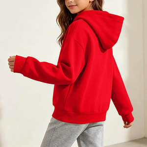 Sudadera con Capucha Extra Grande de Color Sólido para Adolescentes, 100% Algodón Tejido, Uniforme Escolar para Niños, Venta al Por Mayor Personalizada - Product Image 3