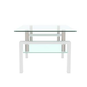 Modern White and Clear Coffee Table Side Center Tables for Living Room Furniture - Product Image 4