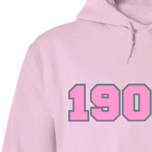   Sweat à capuche en polaire premium 1908 Ivy, pull à capuche personnalisé pour sororité grecque, vêtements pour femmes, rose clair et vert - Product Image 2