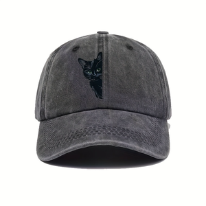 Gorra de Béisbol Ajustable para Hombre y Mujer - Diseño Vintage Lavado y Desgastado con Estampado Negro, Textura Acolchada - Para Todas las Estaciones y Actividades al Aire Libre - Product Image 3