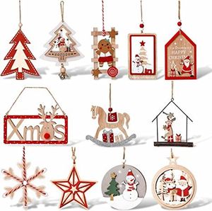 Décoration murale ronde en MDF pour Noël, avec flocons de neige, rennes et nœuds, ornement traditionnel des fêtes - Product Image 3