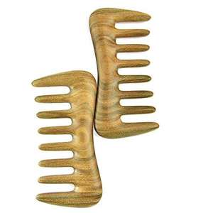 Peigne démêlant en bois naturel à dents larges en bois de santal anti-statique pour cheveux bouclés - Product Image 5