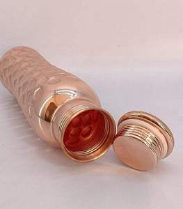Geometric Hammered Copper Water <b>Bottle</b> Mirror Polish Premium Metal Drink <b>Flask</b> Reusable Wellness <b>Bottle</b> OEM ODM Bulk - Product Image 1