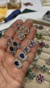 Tanzanite and Diamond Flower <b>Silver</b> <b>Stud</b> Earrings 92.5 Sterling <b>Silver</b> Earring - Product Image 5