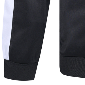 <b>Men's</b> Black <b>White</b> Color Block Tracksuit <b>Jacket</b> Full Zip Stand Collar Side Pockets Sporty Style Autumn Wear Regular Fit - Product Image 3