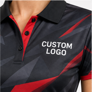 Polo Deportivo Personalizado para Mujer, Color Negro y Rojo, Corte Angular, Secado Rápido, Transpirable, Manga Corta, Uniforme para Golf y Tenis WPS-0788 - Product Image 5