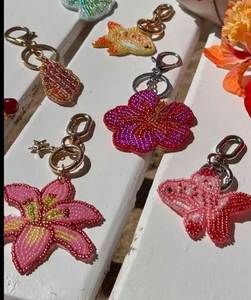 Luxury Hand Embroidered Beaded Keychain Artisan Handmade <b>Bag</b> <b>Charm</b> Decorative Key Holder - Product Image 4