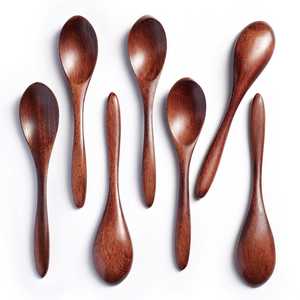 Cucharas de Madera Hechas a Mano, Forma Ovalada, Diseño Rústico, Madera Natural Pulida, Utensilios de Cocina para Cocinar y Servir, Artesanía Natural - Product Image 5