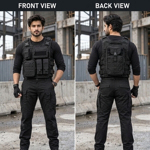 Men Tactical <b>Vest</b> Made With Durable Nylon Material Adjustable Shoulder Straps Functional <b>Utility</b> Pockets Breathable Construction - Product Image 6