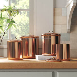 Antique Copper Kitchen Canister Set Of 4 Piece with Ayurvedic Health Benefits Perfect for Storing Spices and <b>Dry</b> <b>Foods</b> - Product Image 4
