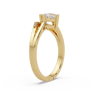 Elegante Anillo de Compromiso con Diamante Cultivado en Laboratorio, Corte Princesa, Oro Puro de 14k, Anillo de Novia con Vástago Dividido, Joyería Fina, 0.65 Quilates TW - Product Image 3