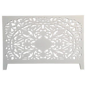 Cabecero de Cama King Size de Madera Tallada a Mano, Pintado en Blanco, con Diseño Mandala, Decoración de Lujo - Product Image 5