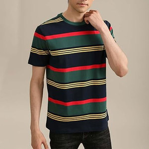 Camiseta de Hombre a Rayas Clásica, Cuello Redondo, Corte Holgado, Algodón Casual, Ligera, Manga Corta, Verano, Cómoda - Product Image 2