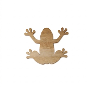 Silhouette de grenouille en bois artisanale, sculpture murale minimaliste en bois naturel, pour extérieur, jardin, patio, salon - Product Image 1