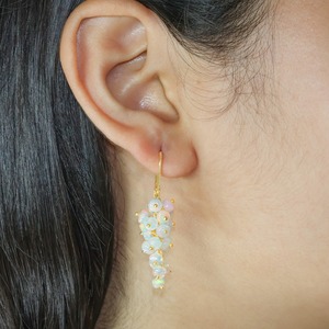 925 Sterling Silver Lab-Created White <b>Opal</b> Beaded Cluster Drop <b>Earrings</b> Gold Plated Lever Ear Jewelry for Wedding Party Gift - Product Image 3