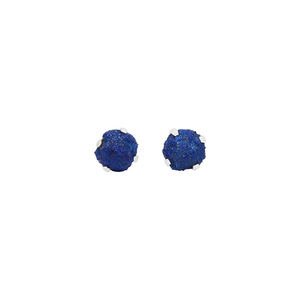 925 <b>Sterling</b> <b>Silver</b> Natural Azurite Rough Butterfly Lock <b>Stud</b> Earrings Fashion Trendy Dainty Prong Setting Pack of 4 Pairs - Product Image 1