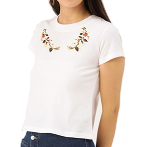 Women's White Cotton Crew Neck T-Shirt Regular Fit Short Sleeve Casual Jersey <b>Top</b> Breathable All Seasons - Product Image 3