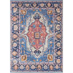 Mejor Alfombra del 2026, Color Azul Savana, Tejida a Mano, Diseño de Medallón, 9x12 Rectangular, para Sala de Estar, Exclusiva y Única - Product Image 1