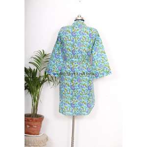 ชุดเดรสลำลองผู้หญิงผ้าฝ้ายพิมพ์ลายดิจิทัลสไตล์อินเดีย แขนยาว คอวี ซักได้ เป็นมิตรกับสิ่งแวดล้อม เหมาะสำหรับฤดูร้อน - Product Image 6