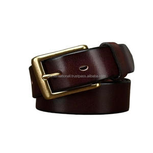 New Arrival Top Grain Cowhide Leather casual belt in three vibrant colors and solid antique brass pin buckle <b>jeans</b> belt - Product Image 3