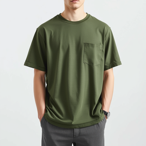 T-shirt d'été pour homme en pur coton, coupe ample, grande taille, manches courtes, style vintage, décontracté, basique, avec personnalisation OEM ODM - Product Image 2