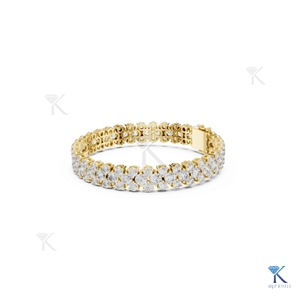 Luxury Double Row Diamond <b>Bracelet</b> 14K 18K <b>Solid</b> Gold Fine Women Cluster Tennis Jewelry Manufacturer Wholesale Supplier - Product Image 1