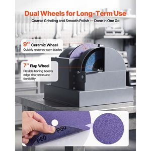 Affilatrice per lame di tosaerba da 1/2HP, Mola a lamelle da 7 pollici, Mola ceramica da 9 pollici, 30 Gradi 40D, Ricambi e accessori per tosaerba - Product Image 5