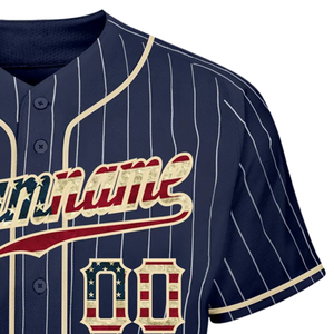 Navy White Pinstripe Baseball Jersey for Men Button Down Team Uniform Breathable Lightweight <b>Athletic</b> Tournament Sports Apparel - Product Image 4