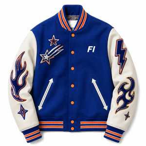 Casual Wool <b>Jacket</b> <b>Leather</b> Sleeves Chenille Embroidery Patch Street Design Hip Hop Style Baseball Letterman <b>Jacket</b> - Product Image 1