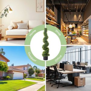 2pcs 115cm Green Spiral Boxwood PVC Artificial <b>Tree</b> Premium Quality <b>Outdoor</b> Decorative Item - Product Image 5