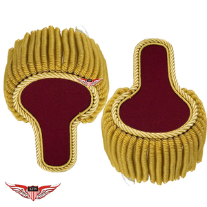 KEW Vintage Eco-Friendly Gold <b>Braided</b> Shoulder Epaulettes Red Fringe Customizable Luxury Fabric Decorative Garment <b>Accessory</b> - Product Image 3