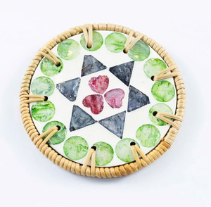 Posavasos de Bambú y Ratán Tejidos a Mano de 10 cm de Diámetro - Juego de Utensilios de Cocina Ecológicos de Varias Piezas - Product Image 6