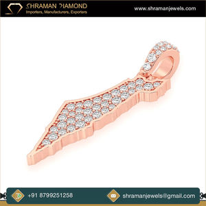Colgante de Alta Calidad, Diseño Moderno, Mapa de Israel y Palestina en Oro de 14K con Diamantes Naturales, Regalo Unisex - Product Image 2
