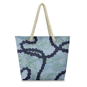 กระเป๋าถือเชือกป่านลายต้นฮาวายอันอันอันโธปสำหรับผู้หญิง พิมพ์ตามสั่ง ดรอปชิป กระเป๋าหิ้วชายหาดสุดหรูสำหรับสาวๆ - Product Image 3