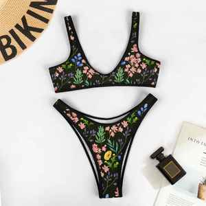 Conjunto de Bikini Colorido de Alta Calidad, Top Corto con Soporte, Traje de Baño Duradero para Mujer, Traje de Baño y Ropa de Playa - Product Image 4