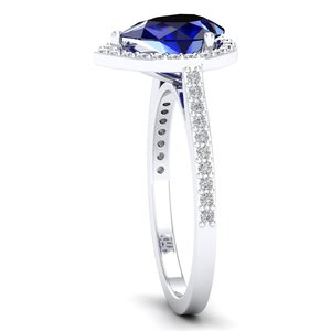 Bague REYES au design tendance en or massif 14 carats avec saphir bleu taille poire 2 carats, bijoux de luxe en moissanite certifiée GRA, cadeaux - Product Image 3
