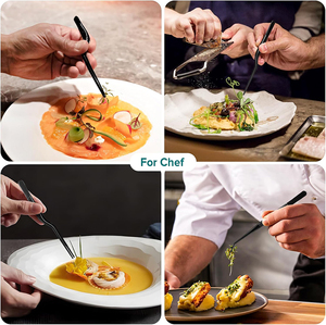 แหนบทำอาหาร แหนบปลายงอสำหรับเชฟ ทำซูชิ จัดจานอาหาร แหนบสำหรับร้านอาหาร ชุดอุปกรณ์ทำอาหารที่มีความแม่นยำ ใช้ในครัว - Product Image 6
